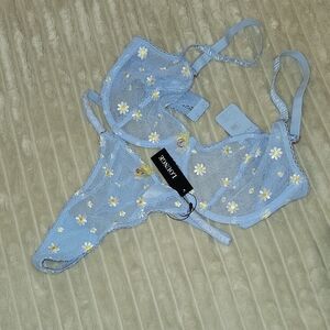 Lounge Blue Daisy Lace Bra